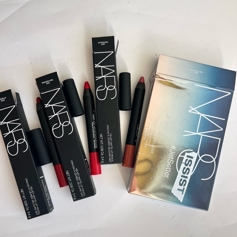 Nars Jetsetter Lip Pencil Trio 3 Full-size Dragon Girl Cruella Intriguing NIB